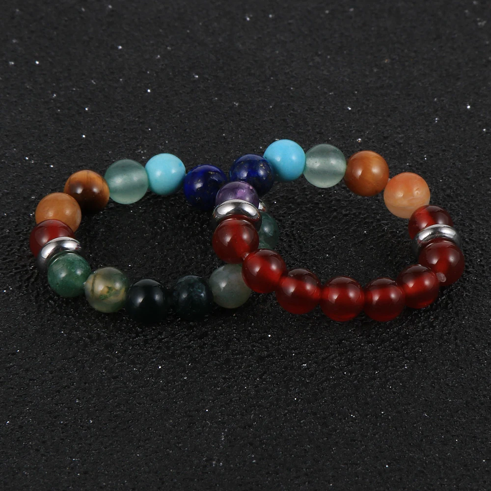 Кольцо с бусинами из натурального камня для мужчин и женщин регулируемое