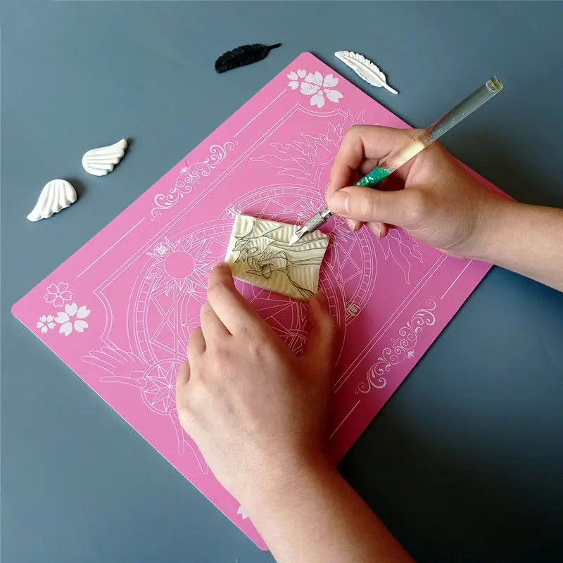 Magic array hand-carved cutting mat A4 black pink hand account craft scratch automatic healing cute color boards | Канцтовары для