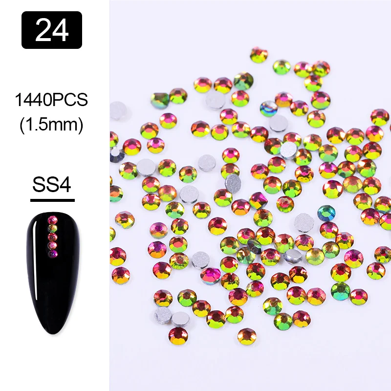 24 1440 шт Nail Art Стразы, Роза золотого и красного цвета AB Цвета с плоской задней частью, с декоративной отделкой бисером, смешанные Размеры DIY 3D нейл-арта украшения - Цвет: 24