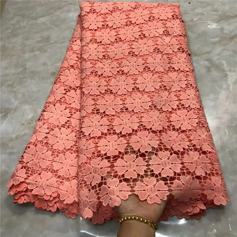 2019 Горячая продажа розовый вышитое Африканское кружево ткань высокого качества
