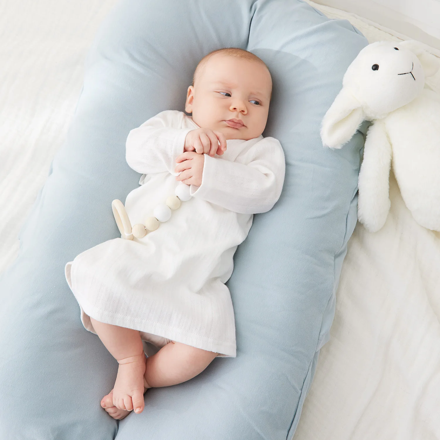 Детский банный халат Pureborn хлопковый однотонный жаккардовый для новорожденных