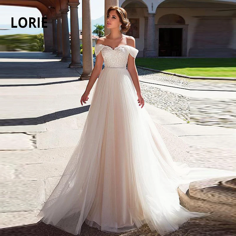 Свадебное платье трапеция LORIE 2019 года с коротким рукавом пляжные свадебные