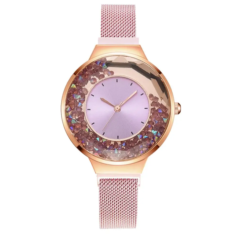 

Часы наручные женские кварцевые с магнитной пряжкой, модные роскошные розовые