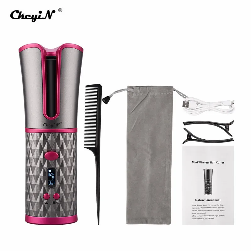 Беспроводной щипцы для завивки волос автоматическая вращающаяся портативная
