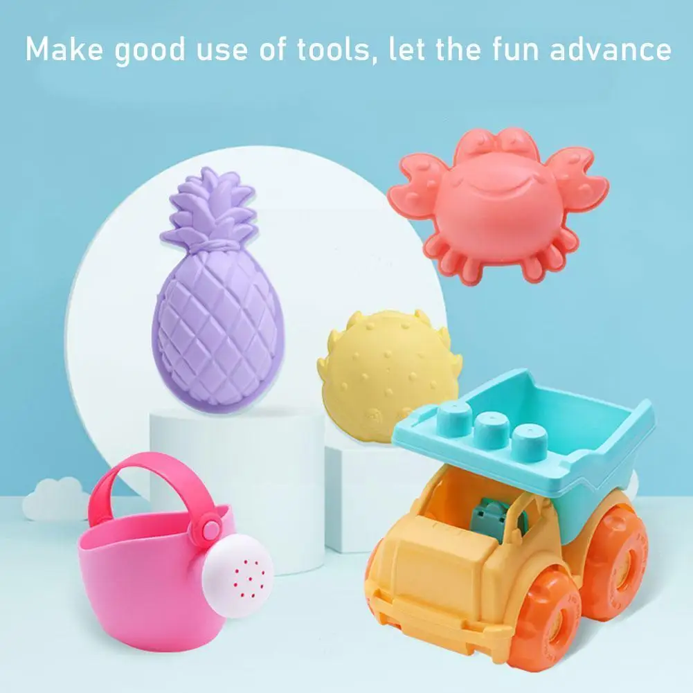 

New Summer Children Beach Sand Toy Kit Soft Rubber Cartoon Set Sand Scoop Shovel Play Toy Sprinkler Truck Dump Bucket Water M1W7