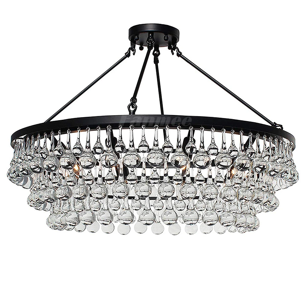 

Круглая винтажная люстра, светодиодная лампа из прозрачного стекла в стиле ретро, декоративный подвесной светильник в форме капельки воды, ...