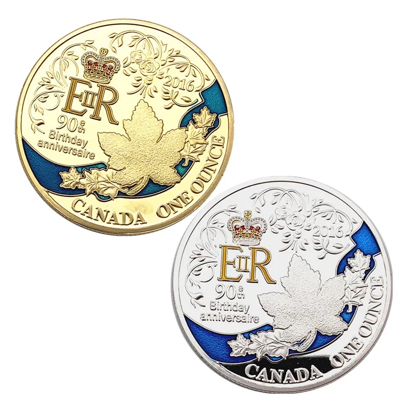 2016 EIIR Queen of England 90th Birthday Anniversaire Gold Silver Plated Coin Canada One ounce Collection Holiday Gifts | Дом и сад
