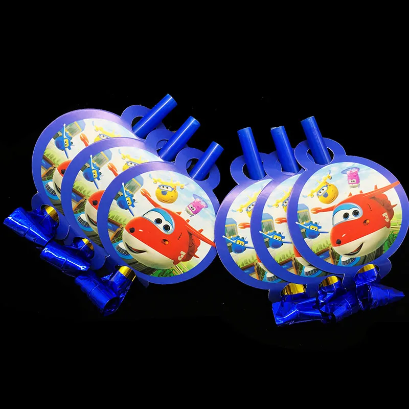 6pcs/lot Super Wings theme blowouts baby shower birthday party decorations Plane noise maker |