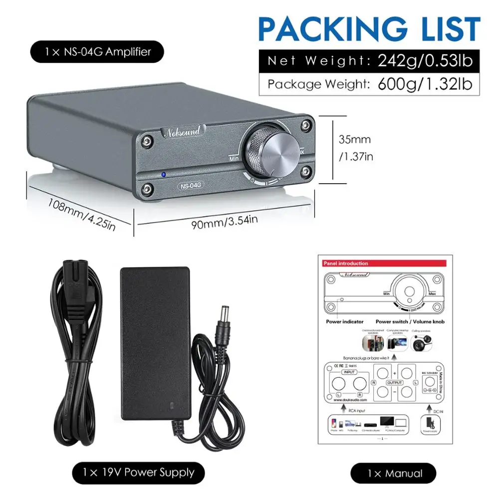 Douk Audio NS-04G Mini Class D TPA3116 Digital Amplifier HiFi 50W+50W Stereo Amp for Home Speakers | Электроника