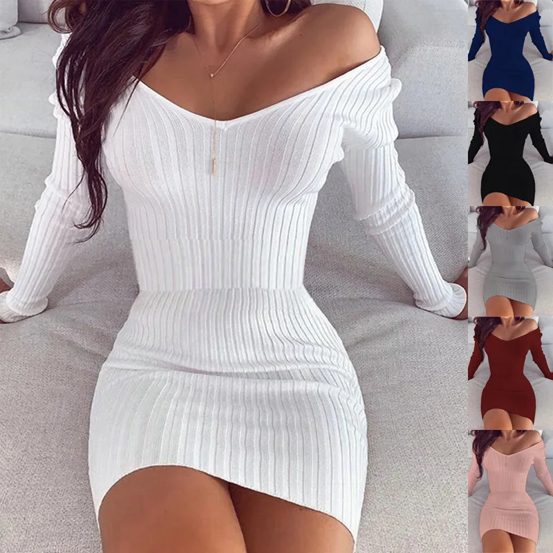 

2022 New Casual Long Sleeve Sweater Winter Dresses dress for women218141 Y306