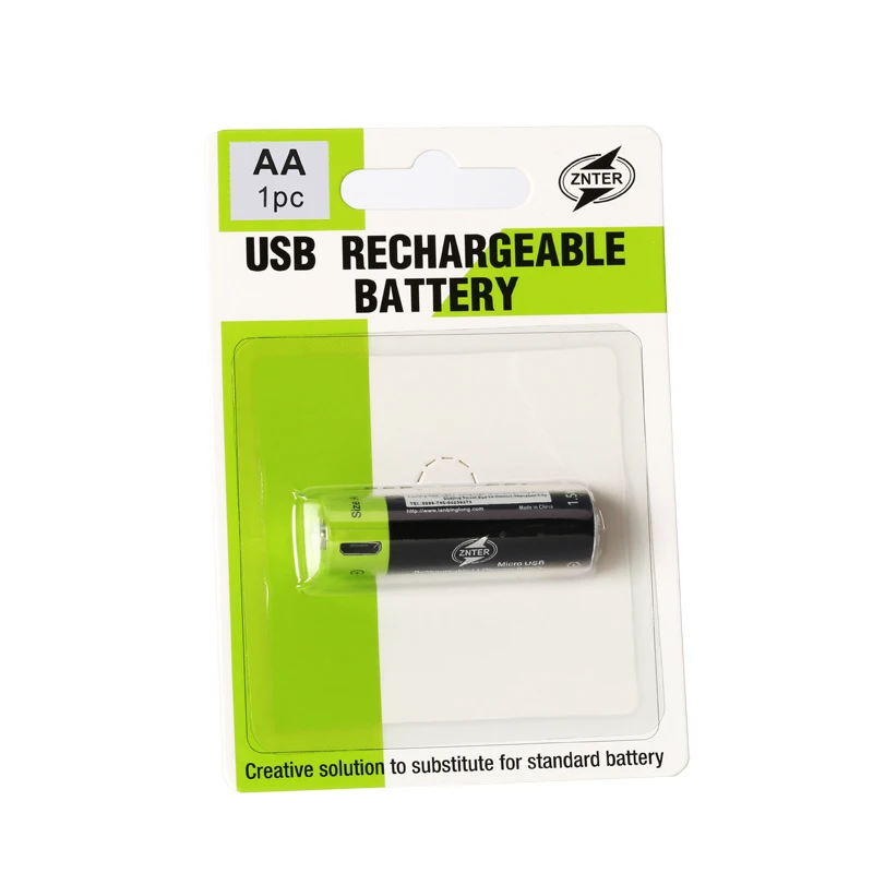 ZNTER 1 5 V AA перезаряжаемая батарея 1250mAh USB литий-полимерная Быстрая зарядка через