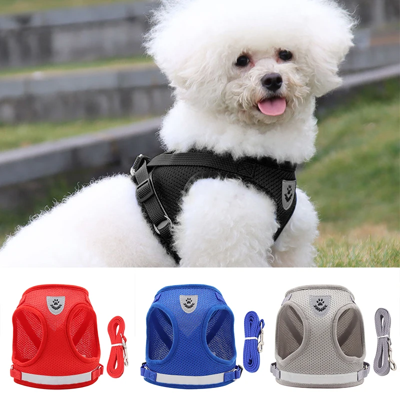 

New Adjustable Breathable Pet Harness With Leash Reflective Design Cat Vest Soft Kitten Vest For Walking Escape Proof Dog Access