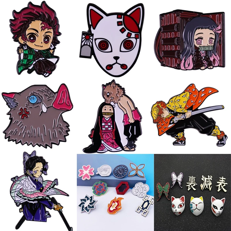 Kimetsu без Yaiba значки с героями мультфильмов броши для одежды сплава Kawaii на рюкзак