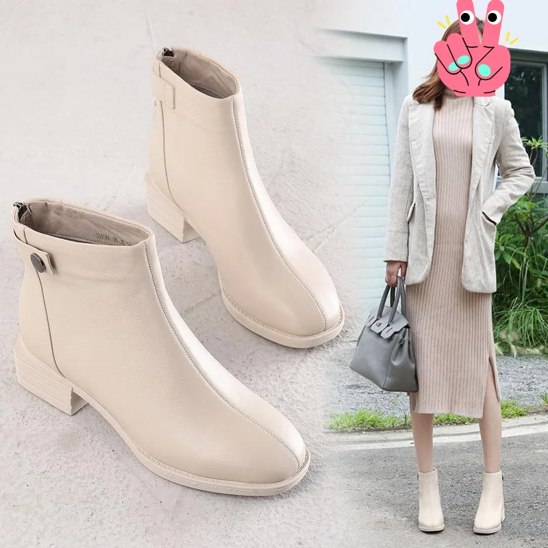 

Новинка осени 2021, ботинки-мартинсы из мягкой кожи на толстом каблуке в стиле ретро, короткие женские сапоги с заклепками, подходящие ко всем...