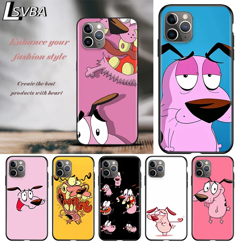 

Cowardl Cute Dog For Apple iPhone 12 11 Pro Max mini XS Max XR X 8 7 6 6S Plus 5S SE 2020 Soft Black Phone Case