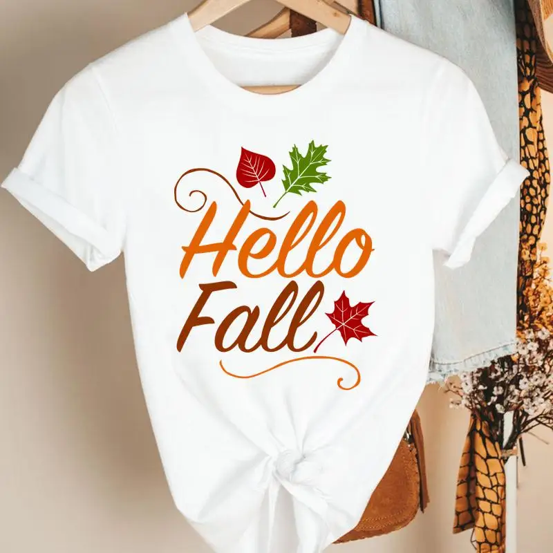 

Women Pumpkin 90s Lovely Fall Autumn Halloween Thanksgiving Cartoon Ladies Clothes Tshirt Female Graphic Print Tee Top T-shirt