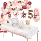 Розовое золото с днем рождения вечерние деко Baby Shower в горошек одноразовые столовые приборы, свадебные декорации вечерние столовые приборы воздушные шары гирлянда