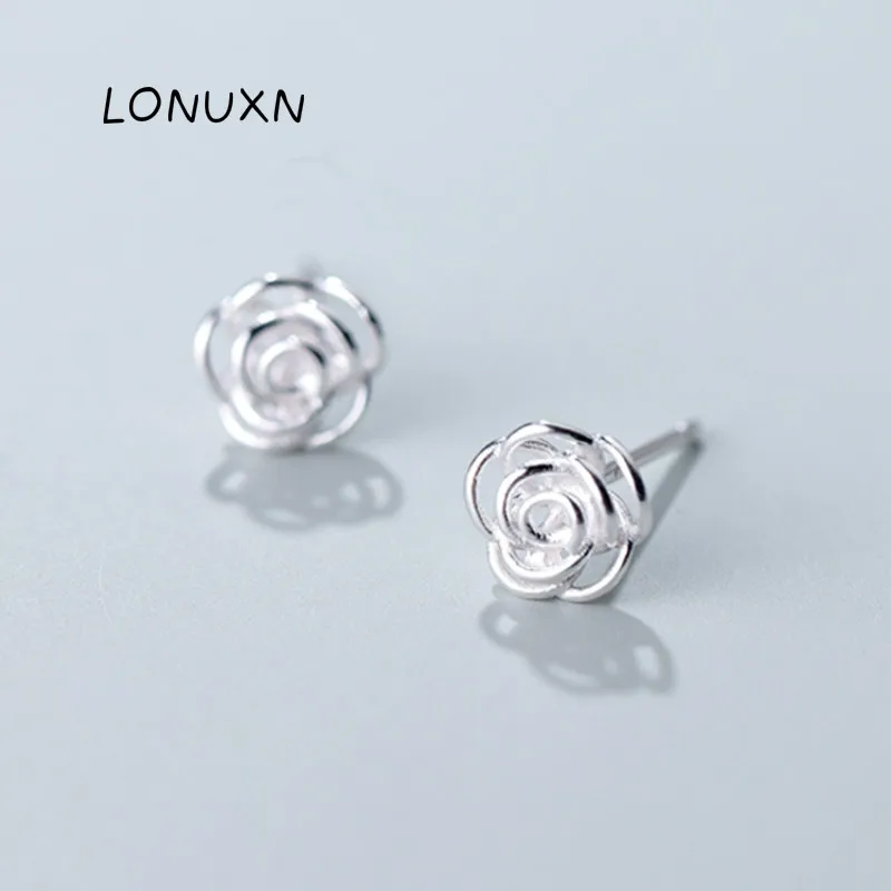 Высококачественные модные универсальные серьги с вырезами из розового серебра