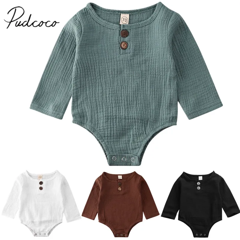 Весенне осенняя одежда для малышей 2020 хлопковый льняной Комбинезон маленьких