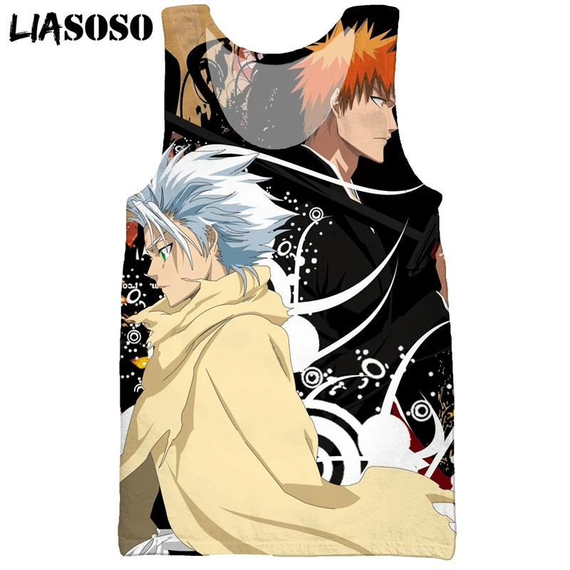 

LIASOSO 3D Print Men's Japan Anime Bleach Fashion Vest Streetwear Summer Clothing Sleeveless Hip Hop Casual Harajuku Tank Tops