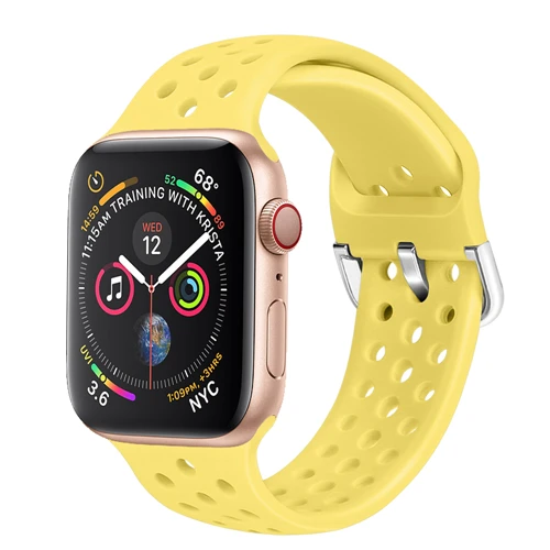 Yellow Силиконовый ремешок для apple watch 4 band 44 мм 40 мм iWatch band 42 мм 38 мм спортивный браслет correa apple watch 4 3 2 1 Аксессуары - Цвет ремешка: Yellow