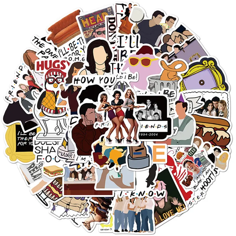 Забавный мультяшный Стикеры для друзей ноутбука чемодана скейтборда гитары