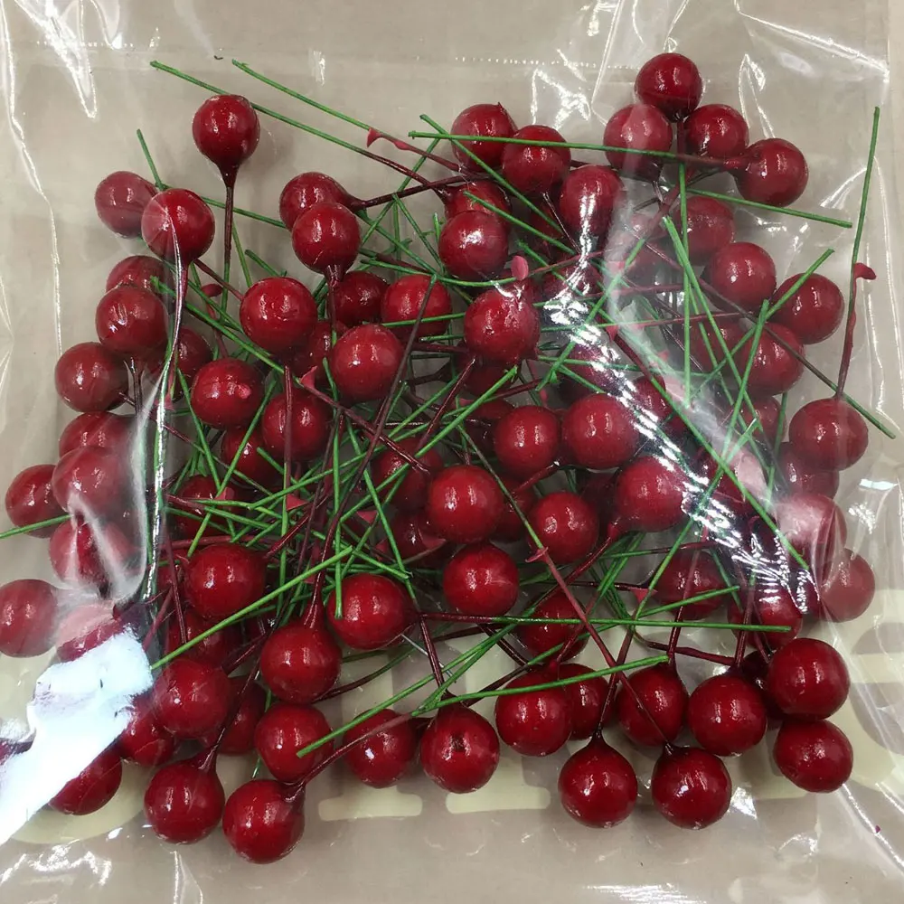 Рождественский DIY100pcs/Набор искусственных красных ягоды остролиста для дома