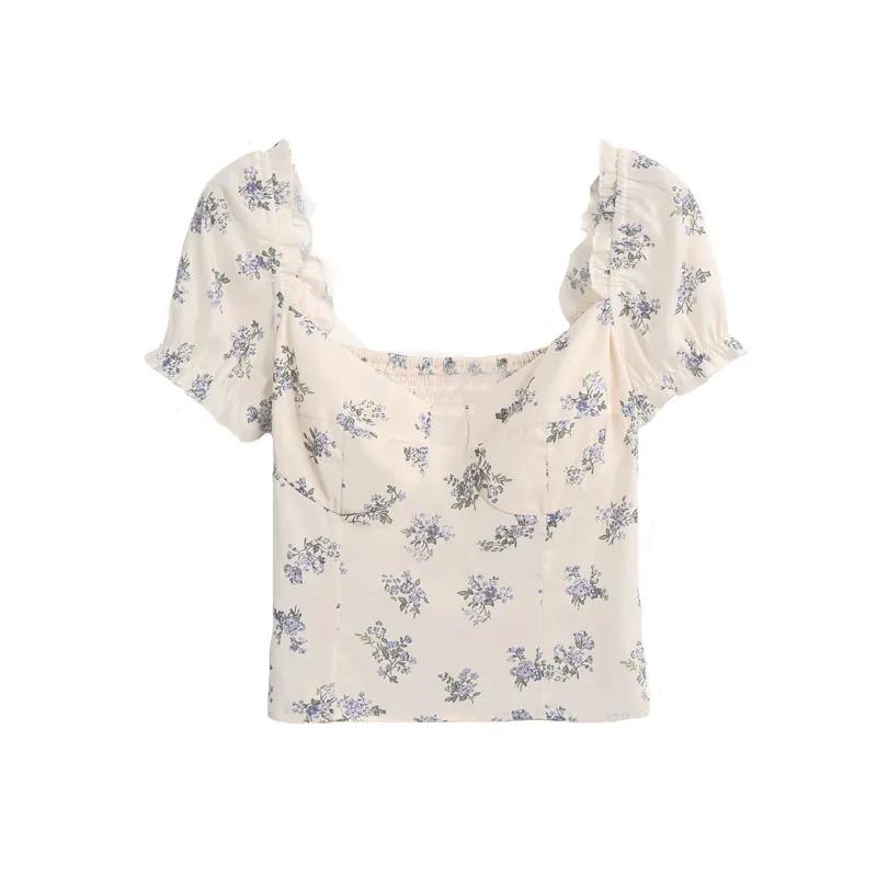 Женская летняя рубашка Повседневная Облегающая с цветочным принтом и