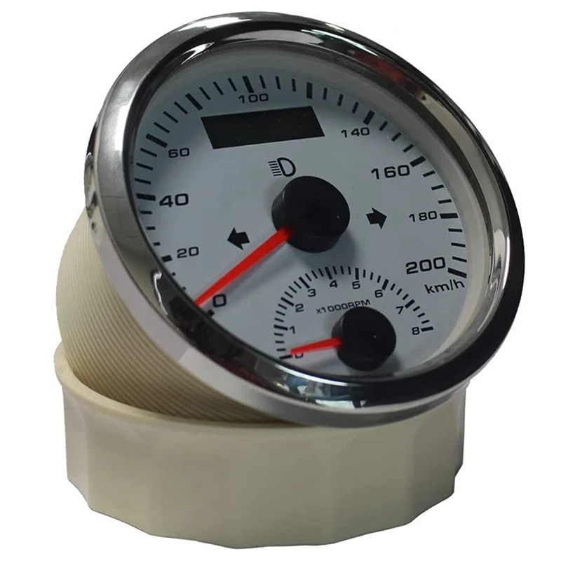 

85MM GPS Marine Speedometer 200KM/H Tachometer with White Backlight Suitable for Yachts Ships Motorcycles Car