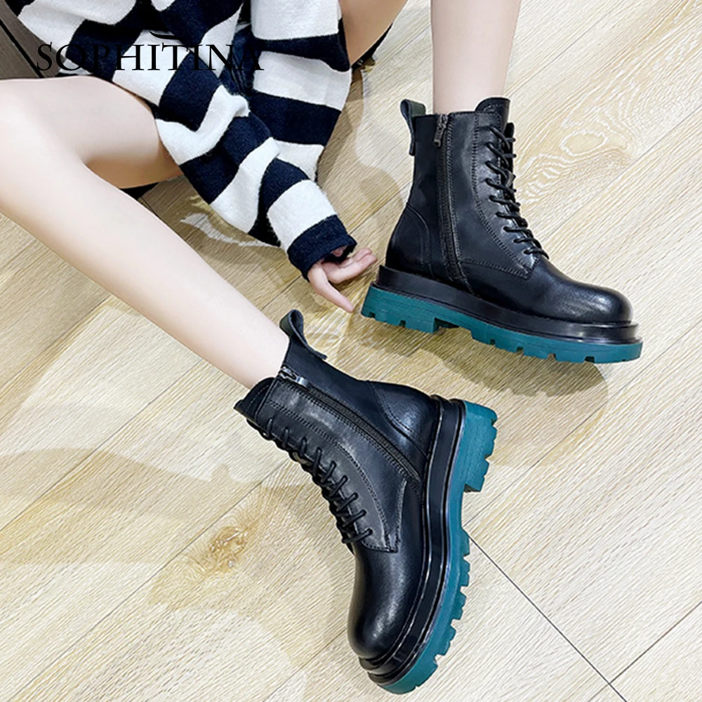 

Женские ботильоны с круглым носком, на шнуровке, из натуральной кожи