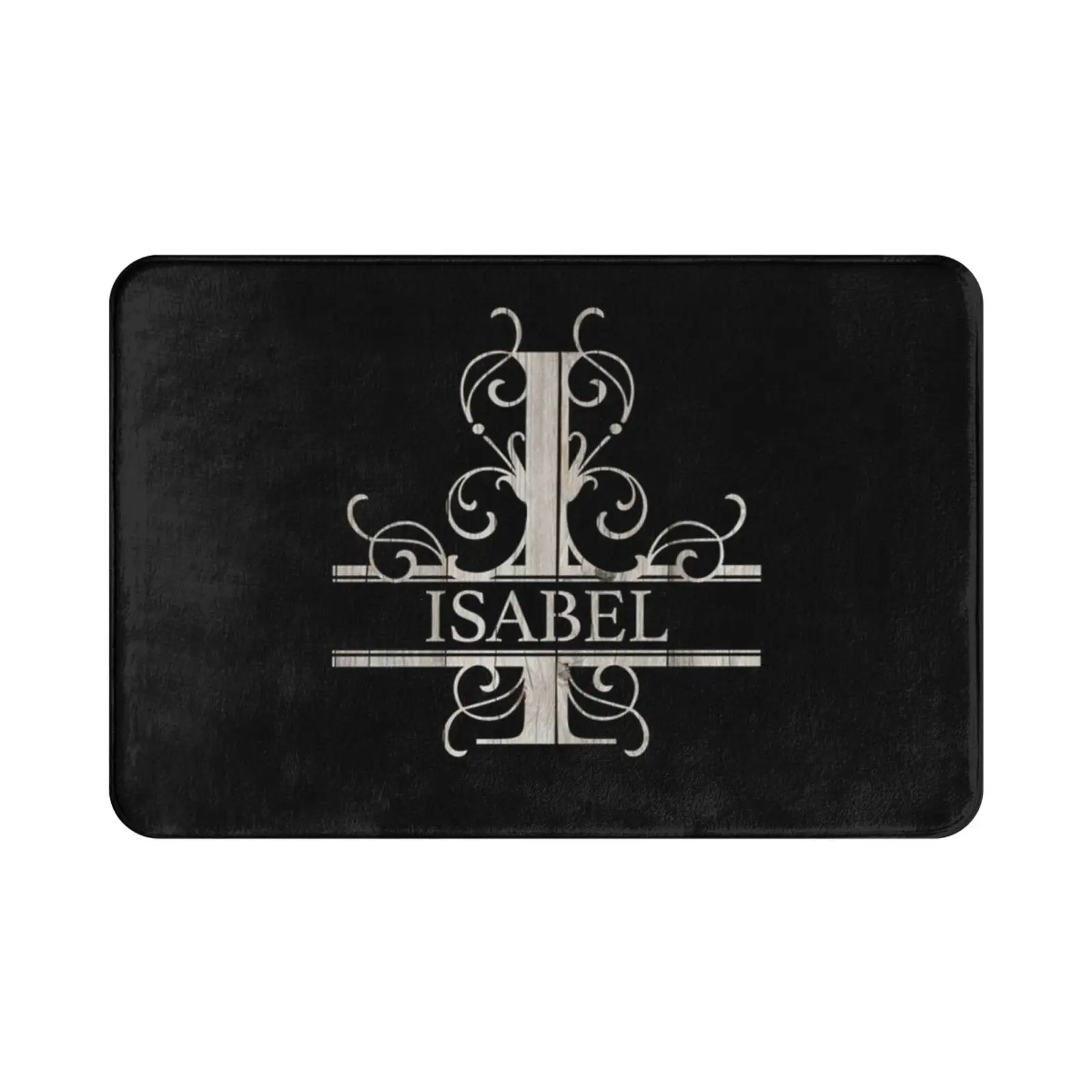 Изабель имя-деревянный стиль Монограмма буква I имя подарок для коврик мягкая