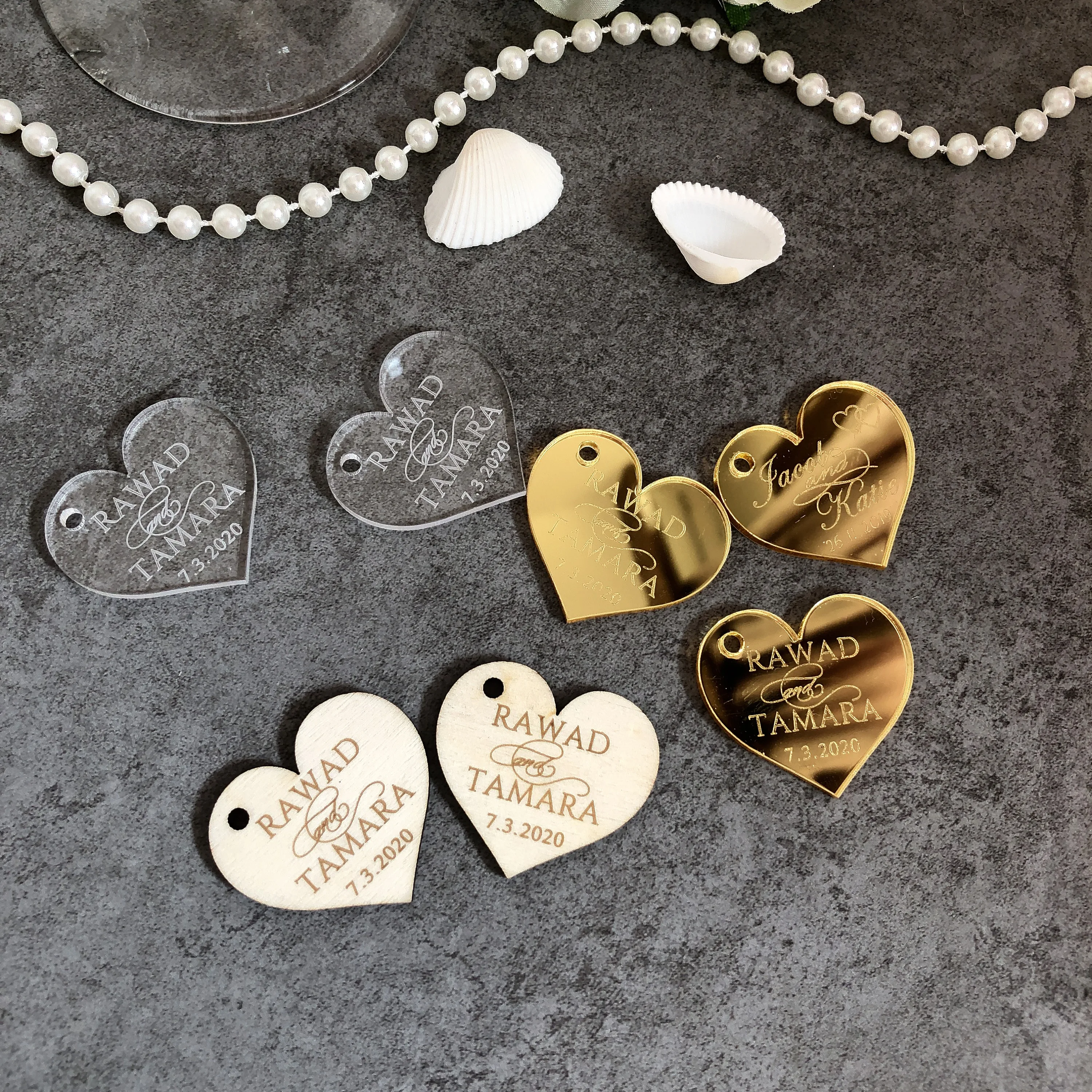 50 шт. персональный гравированный сердечко Свадебные бирки подарочные Именные