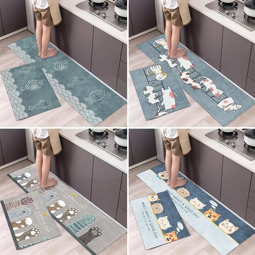 

Cartoon Long Non-Slip Kitchen Mat For Floor Modern Bath Carpet Outdoor Entrance Doormat Washable Living Room Bathroom Area A8E3