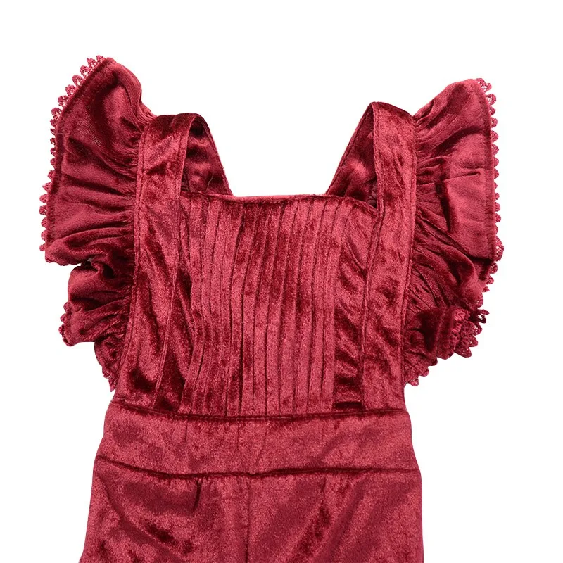 Комбинезон для маленьких девочек в Европейском стиле однотонный плиссированный