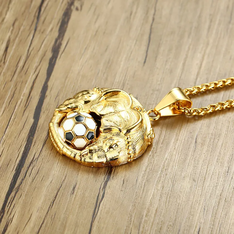 Креативный дизайн ожерелье с футбольной подвеской для мужчин золотой цвет