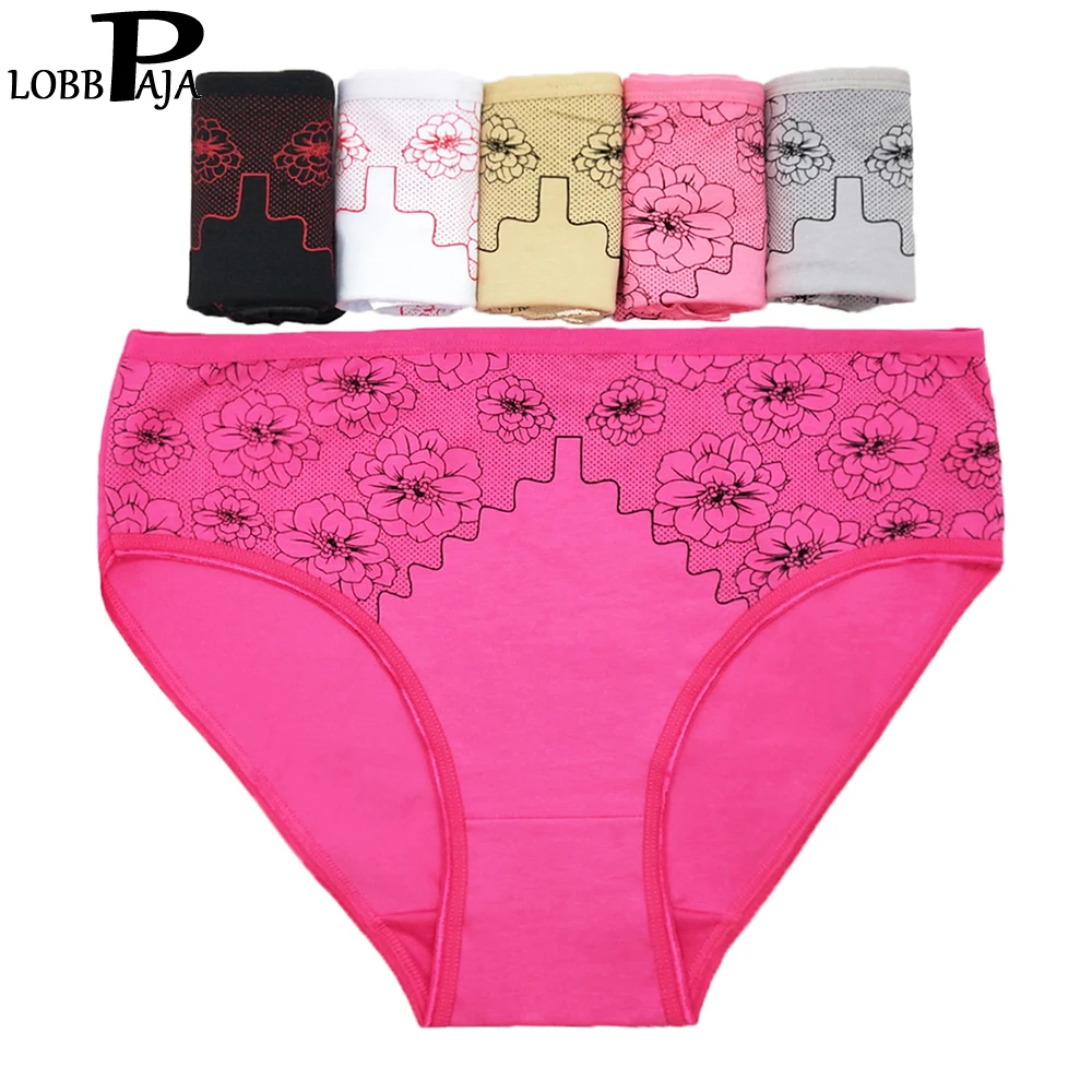 

6 шт./упаковка, женские хлопковые трусы с высокой талией и цветочным принтом