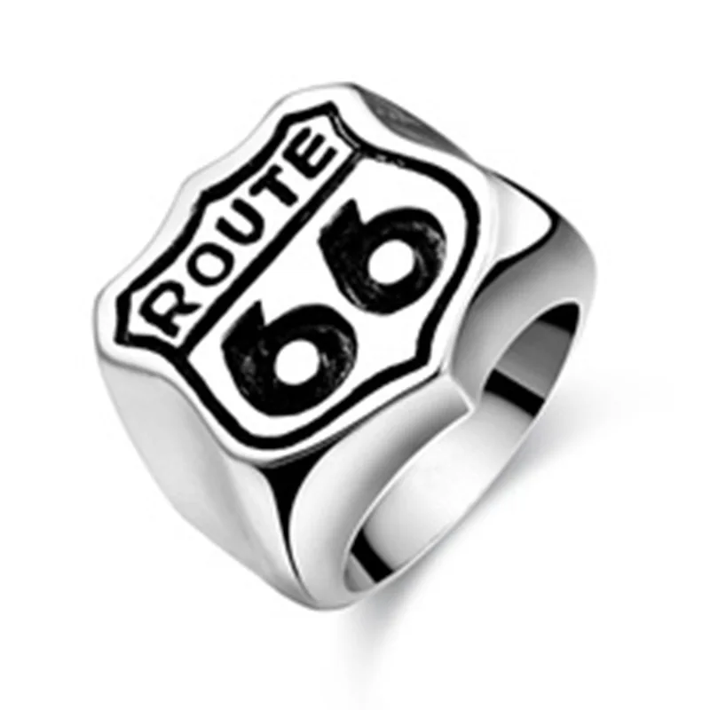 Винтажный трендовый рок панк хип хоп креативный US Route 66 Mother Road кольцо из сплава Роскошные Кольца для мужчин и женщин ювелирные аксессуары
