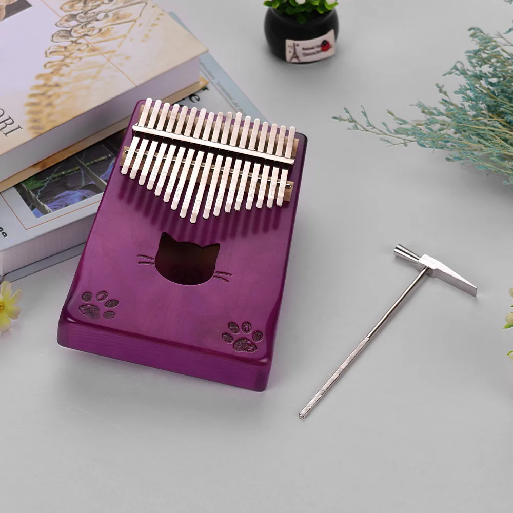 Портативное пианино калимба с 17 кнопками Кленовая древесина сумкой для