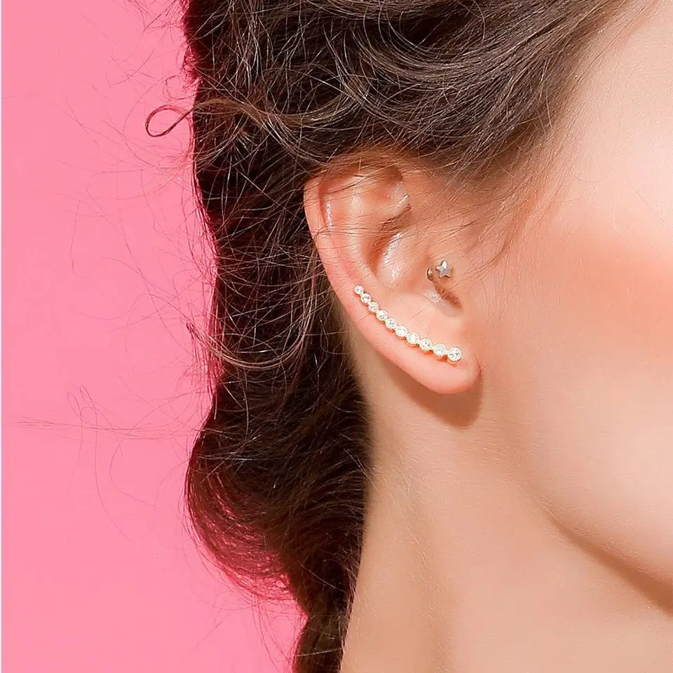 

2018 bling AAA zirconia sparking factory promotion long ear wire climber cz 925 silver women long earring