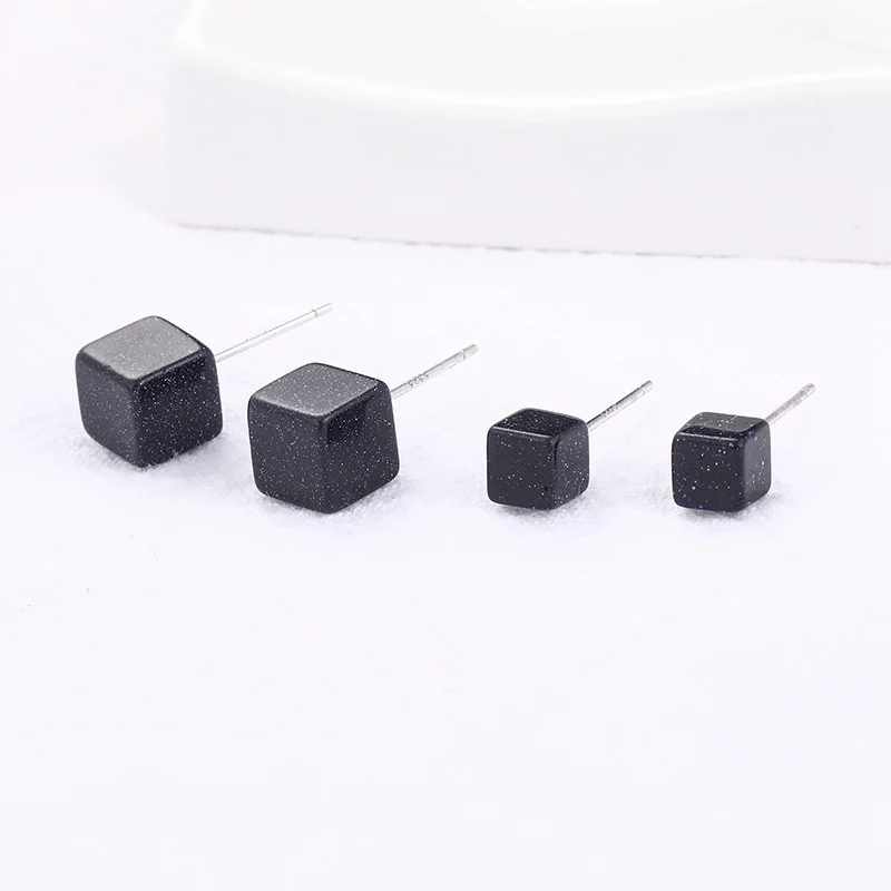 Роскошные черные серьги с цирконием кубической огранки из стерлингового серебра