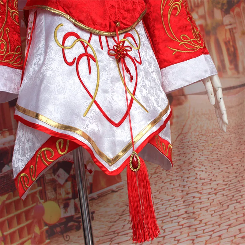 

Game LOL Ahri Cosplay Costumes The Nine-Tailed Fox Red Dress Women Adult Tops Skirt Full Sets Role Play Halloween Carnival Party