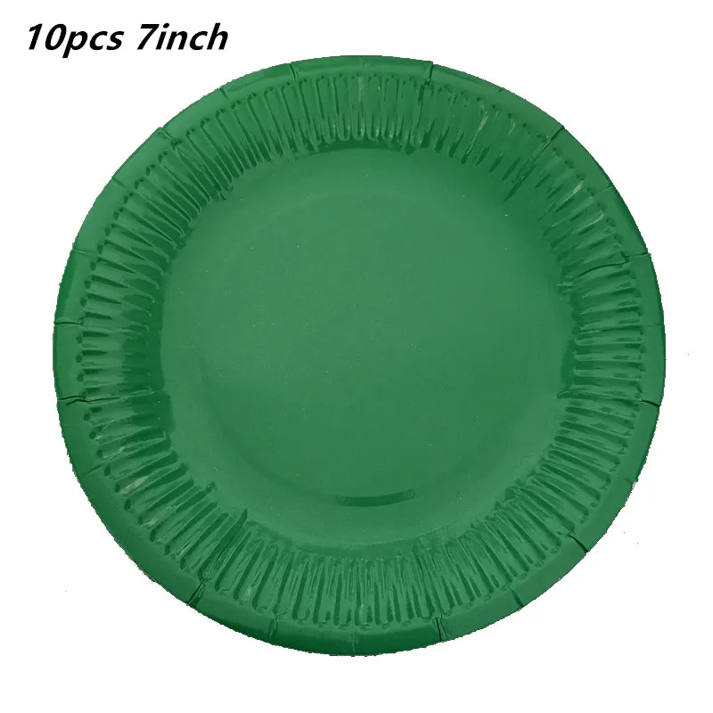 10pcs plate 10 шт./лот одноразовая посуда сплошной по производству бумажных тарелок зеленый соломы на день рождения Рождественский Свадебный декор детский душ вечерние поставки - Цвет: 10pcs plate