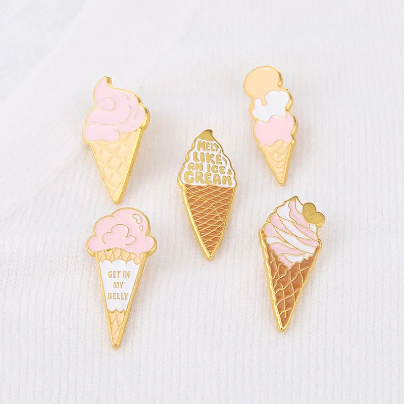 

New Ice Cream Alloy Brooch Bag Clothes Backpack Lapel Enamel Pin Badges Cartoon Jewelry Gift For Friend Women Accessories