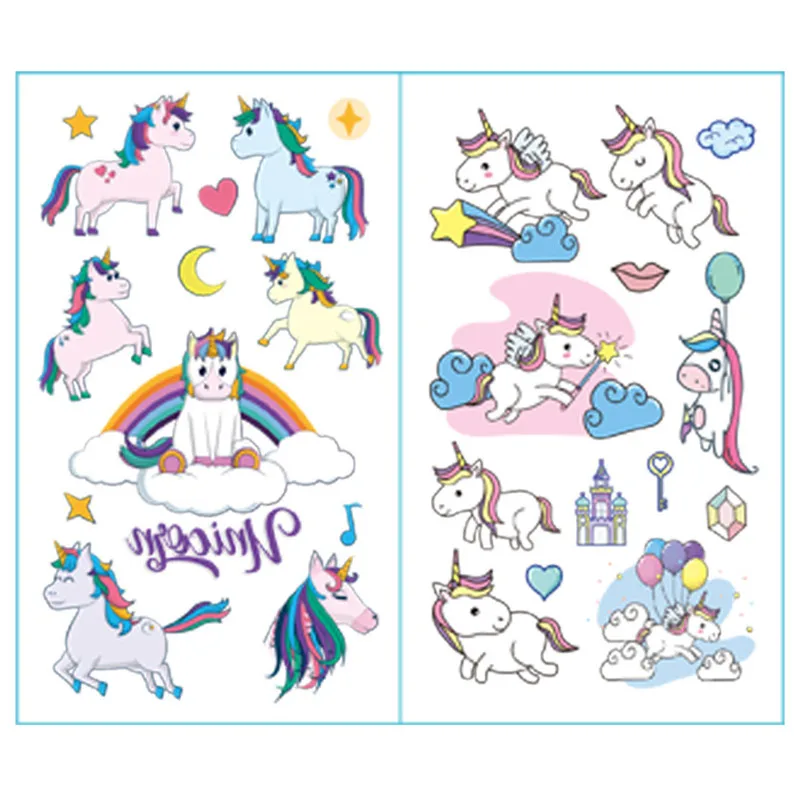 10 шт. милый цвет тату Единорог набор Временные татуировки для лица Детские