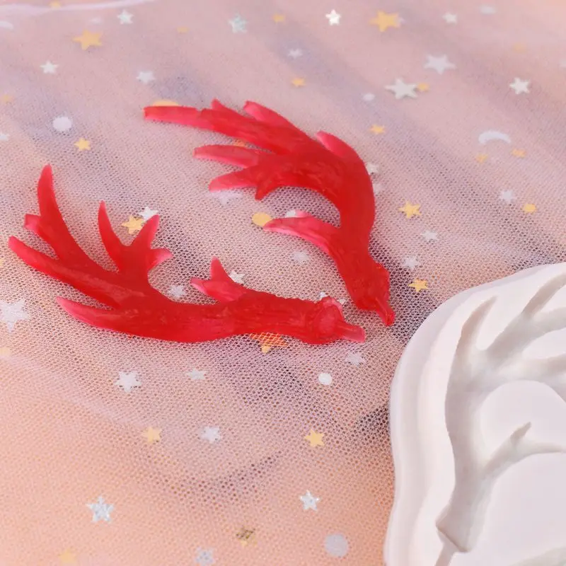 

Free shipping Large Antlers Resin Silicone Mold Cake Fondant Molds Sugarcraft Baking Tools