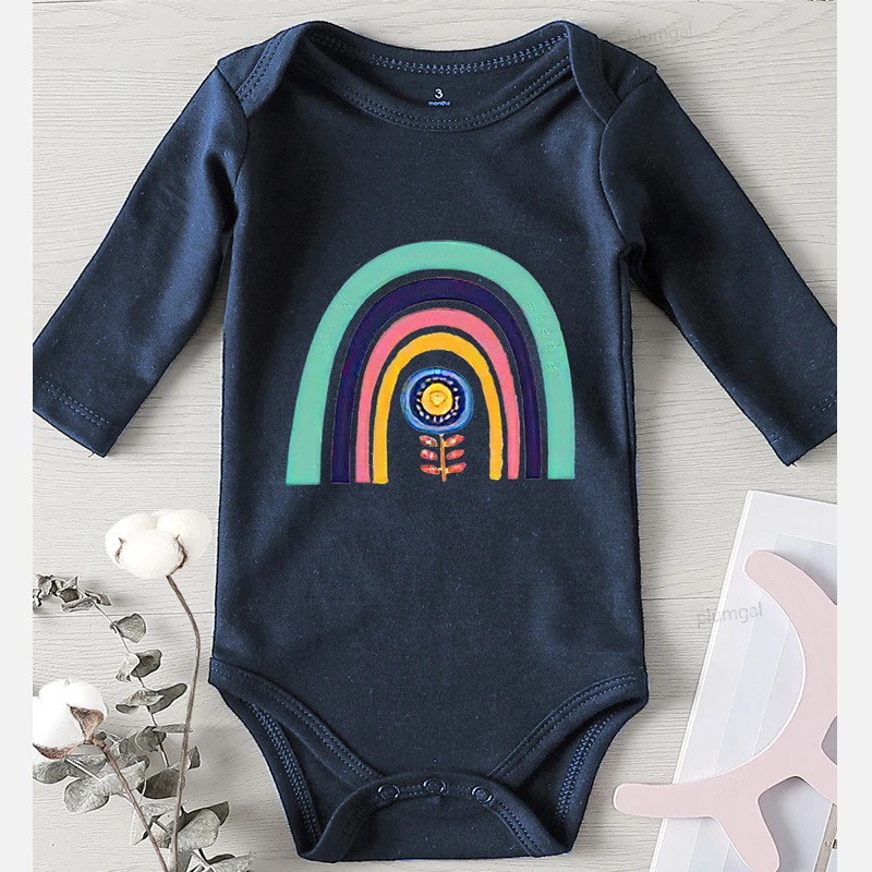 Зимняя одежда для новорожденных Одежда Костюм радуги Цельный Детский комбинезон