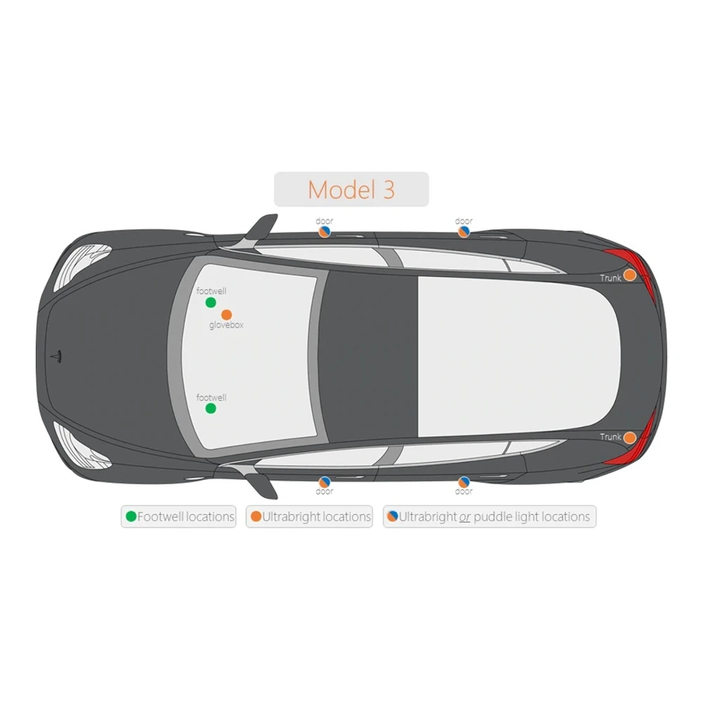 QCDIN ультра-яркая для TESLA OEM Светодиодная лампа для освещения салона автомобиля дверь багажник для ног GloveBox светильник для TESLA модель X S 3