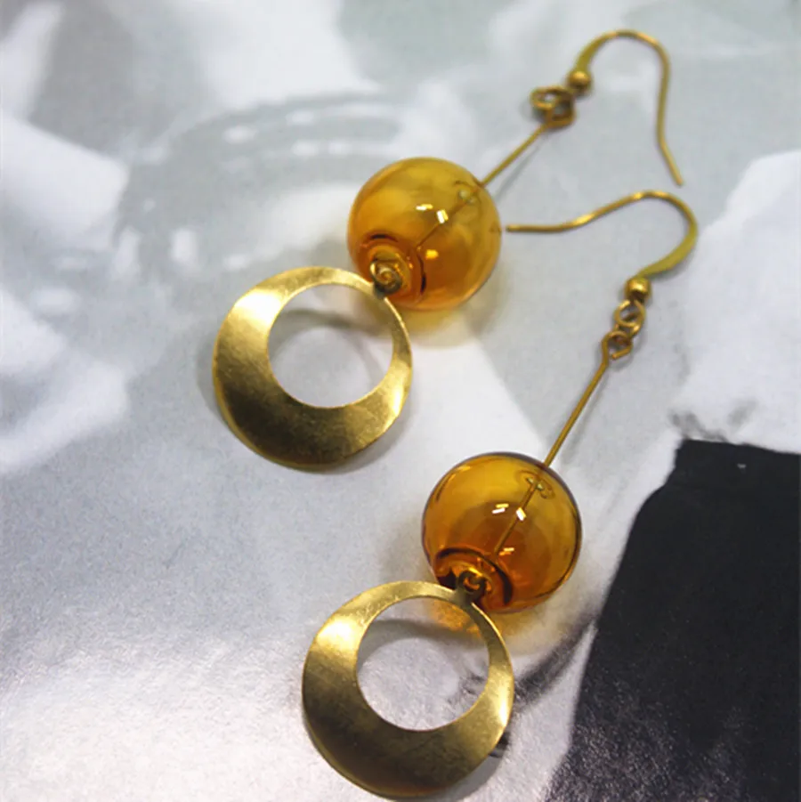 Серьги подвески в стиле ретро с желтыми стеклянными лампочками для женщин и