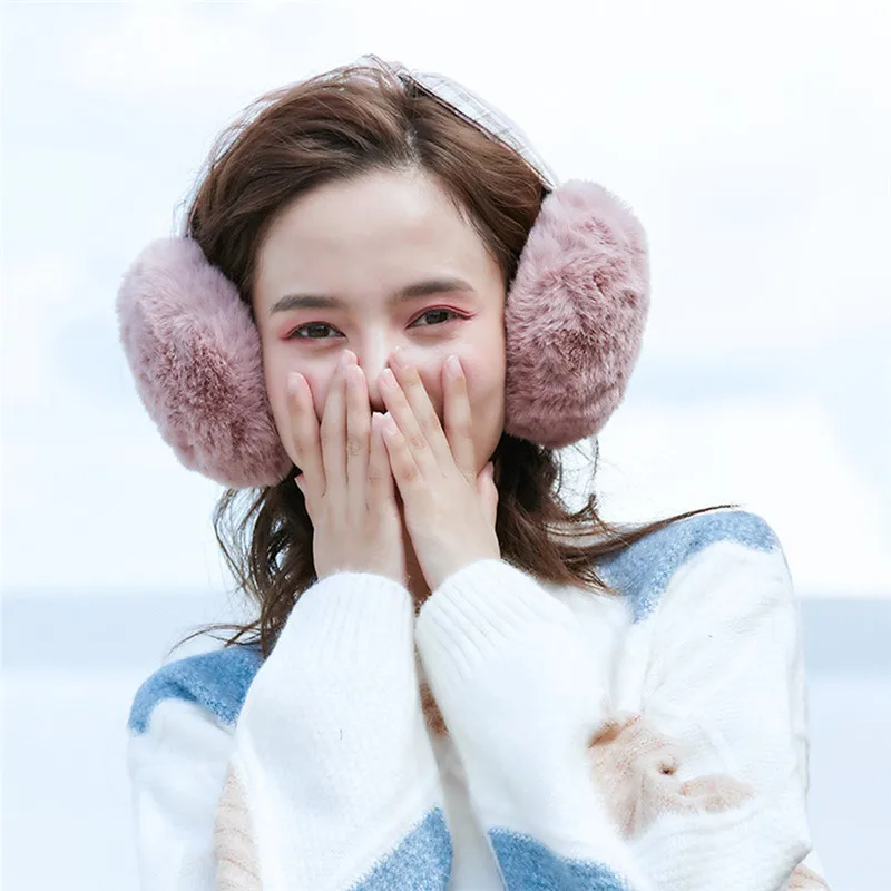 Женские складные зимние наушники из искусственного меха теплые Плюшевые