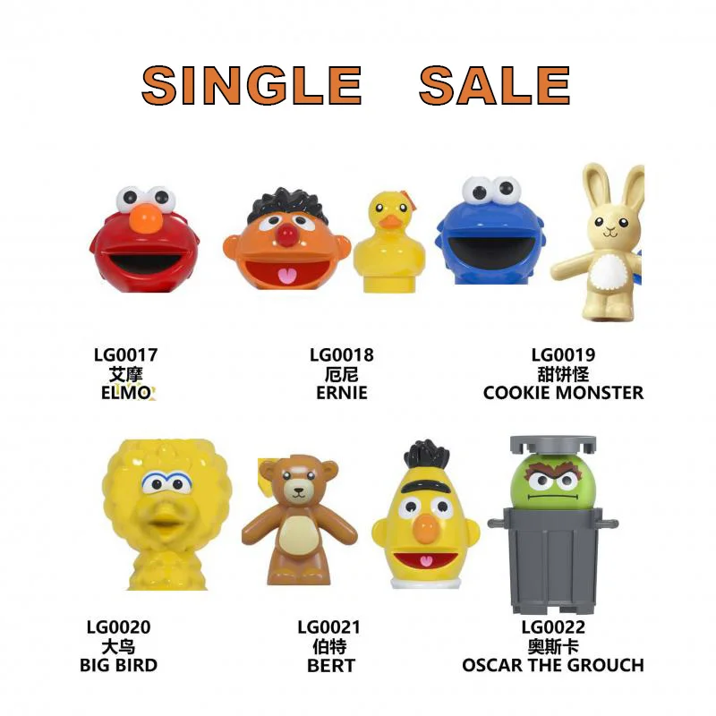 

LG1003 Anime Series Elmo Ernie Cookie Monster Big Bird Bert Mini Figures Bricks Building Blocks Assembled Model Toys